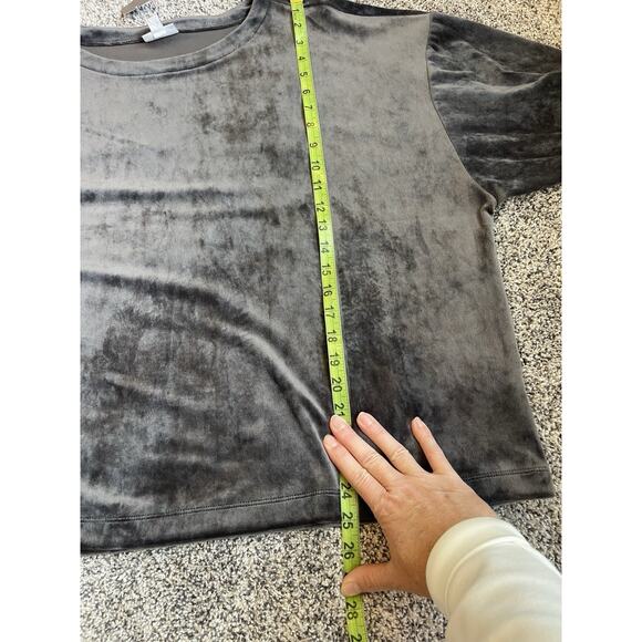 Pure Jill J. Jill Gray Velvet Kimono Sleeve Top Large Velour Soft Lagenlook NWT - Picture 5 of 8